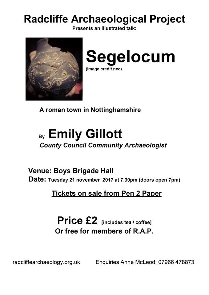 Radcliffe​ ​Archaeology Presents​ ​an​ ​illustrated​ ​talk: Segelocum